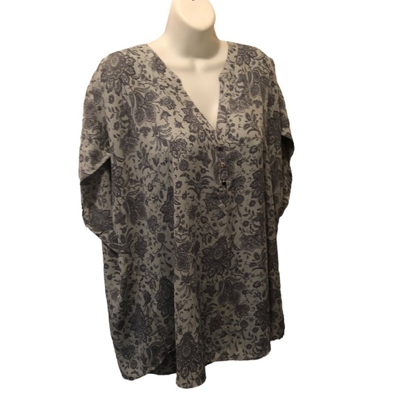 Torrid BLUE PAISLEY GEORGETTE DOLMAN BLOUSE Top Sz 3X 22-24”Career Lightweight - Picture 2 of 7